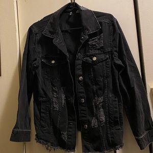 H&M DISTRESSED OVERSIZED JEAN JACKET
